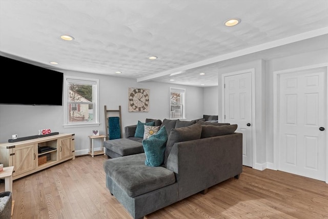 living room with light wood-type flooring