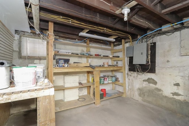 basement with electric panel