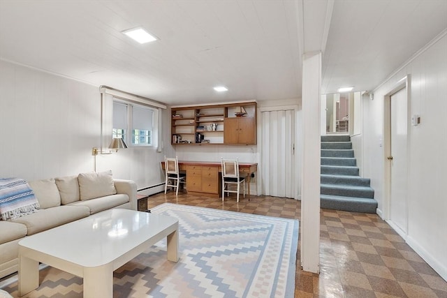 5 Summit View Dr, Swampscott, MA 01907 - living room with light flooring, stairs, and a baseboard radiator