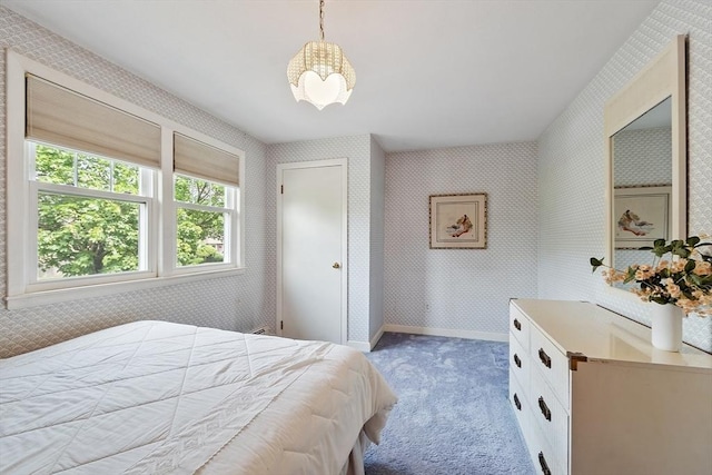 5 Summit View Dr, Swampscott, MA 01907 - carpeted bedroom featuring wallpapered walls and a chandelier