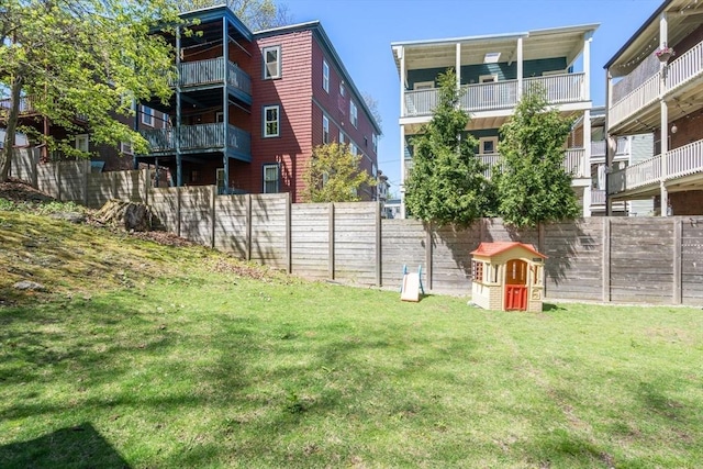 view of yard with fence