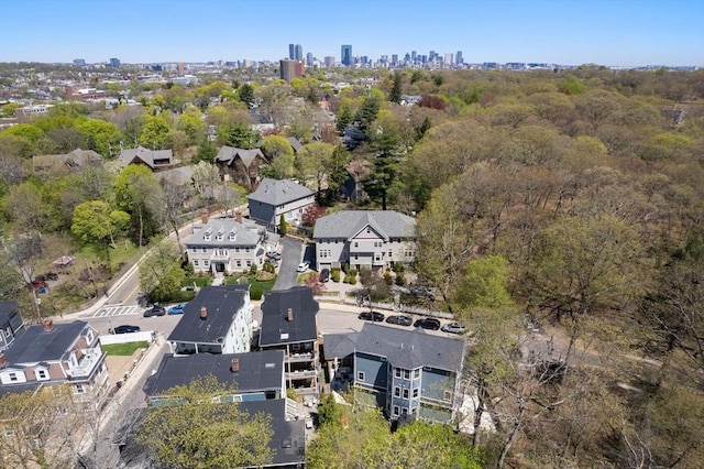 drone / aerial view with a city view
