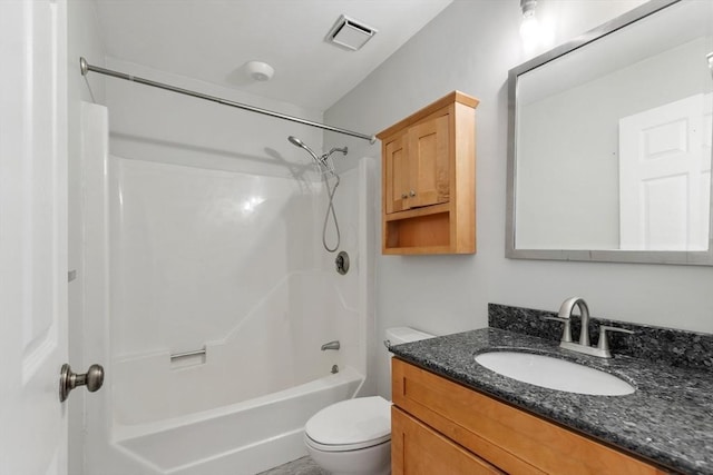 full bathroom featuring vanity, toilet, and bathing tub / shower combination