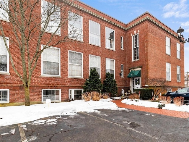 view of snow covered property