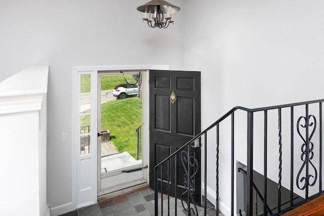 38 Juniper Ln, Holden, MA 01520 - foyer entrance featuring a chandelier and baseboards