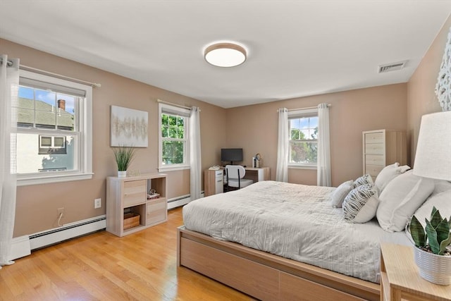 85 Loring Ave, Winchester, MA 01890 - bedroom with light wood-style flooring and a baseboard heating unit
