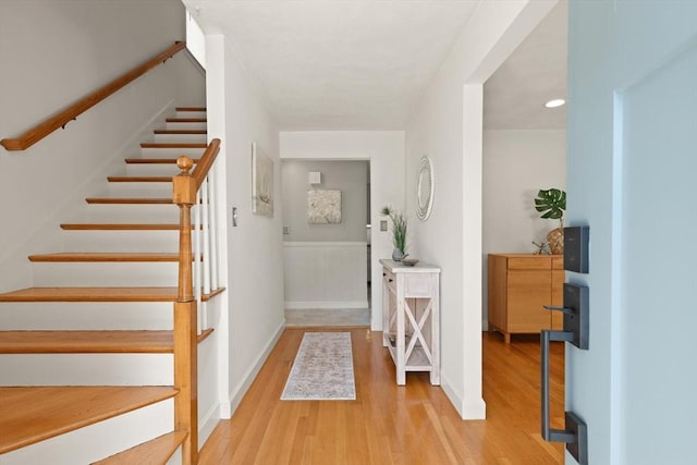 85 Loring Ave, Winchester, MA 01890 - entrance foyer featuring light wood-type flooring and stairway