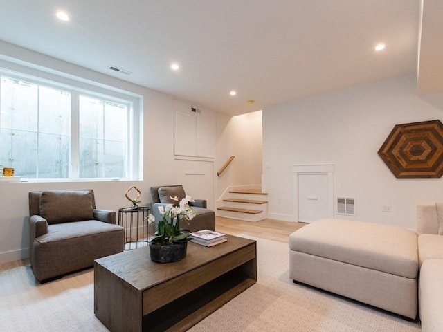 living room featuring light hardwood / wood-style floors