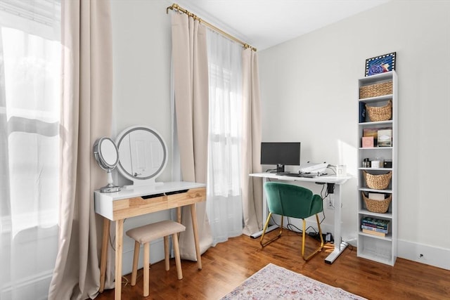 office with wood-type flooring