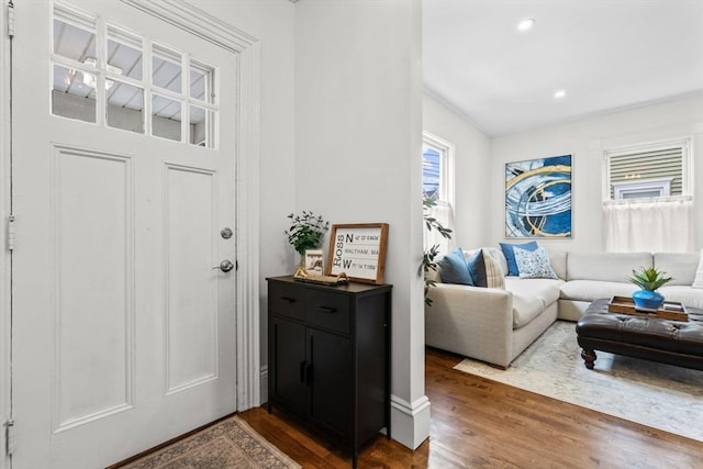 entryway featuring dark wood-type flooring