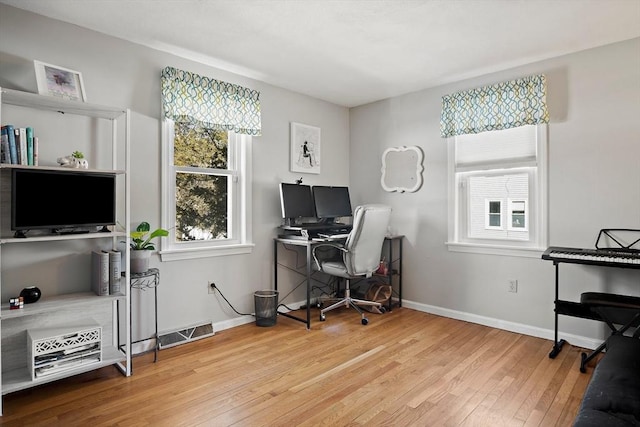 office area featuring hardwood / wood-style floors