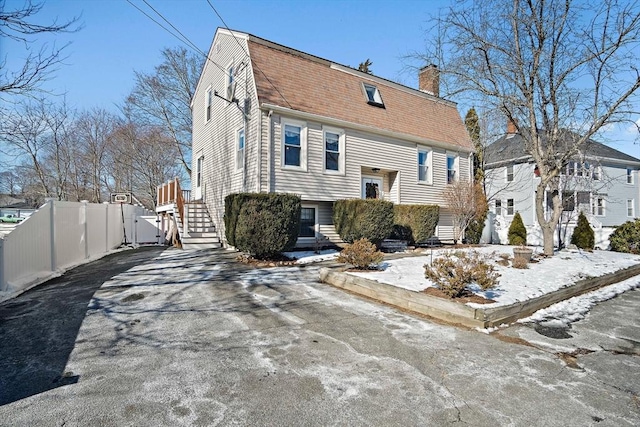 view of snow covered property