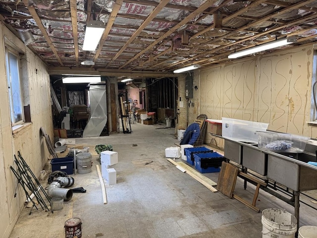 view of unfinished below grade area