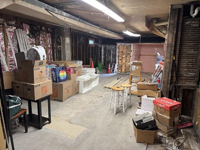 view of unfinished basement