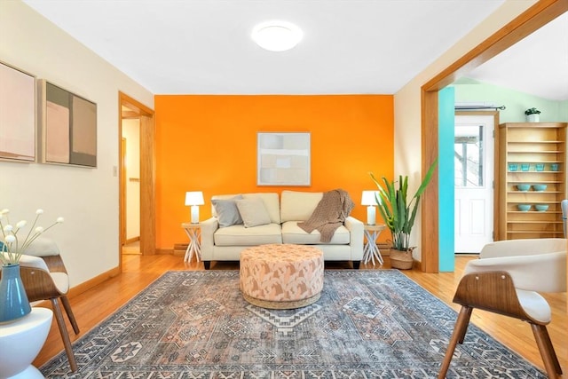 living room featuring light wood-type flooring