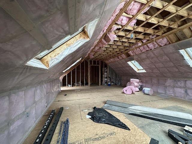 view of unfinished attic