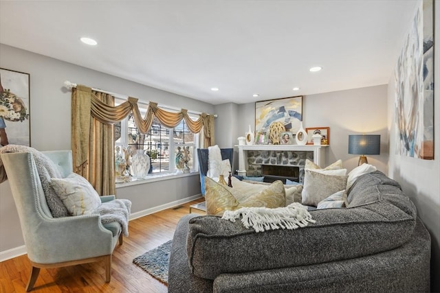 105 Cross St, Randolph, MA 02368 - living room with a fireplace and hardwood / wood-style floors