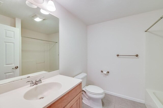 11 Dillingham Way Unit 11, Plymouth, MA 02360 - full bath with vanity, toilet, tile patterned floors, baseboards, and bathing tub / shower combination