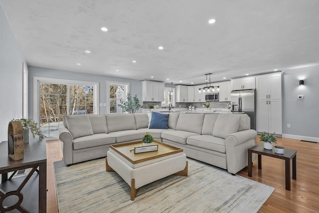 living room featuring light hardwood / wood-style flooring