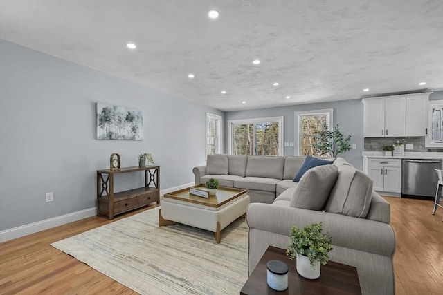 living room featuring light wood-type flooring