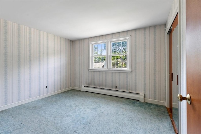 29 Gregory Rd, Wakefield, MA 01880 - carpeted empty room featuring a baseboard radiator and wallpapered walls