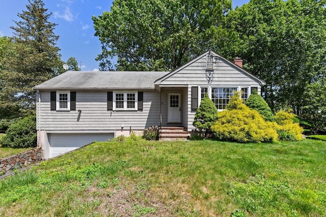 29 Gregory Rd, Wakefield, MA 01880 - single story home with an attached garage, a chimney, and a front lawn