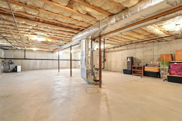 unfinished basement with heating unit