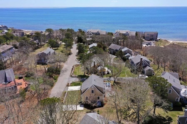 aerial view with a water view and a residential view