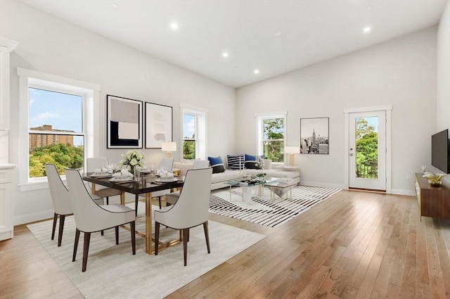 28 Main St Unit 4, Medford, MA 02155 - dining space with healthy amount of natural light, light wood-type flooring, recessed lighting, and baseboards