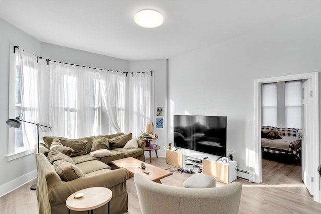 living room featuring light wood-type flooring