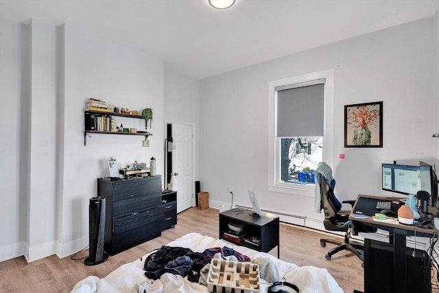 home office with light wood-type flooring