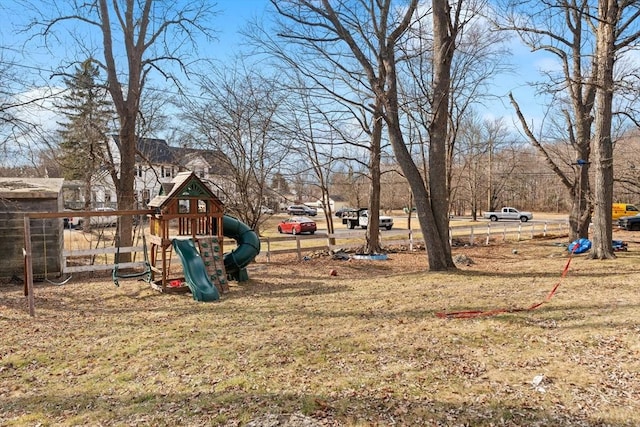 view of yard featuring a playground