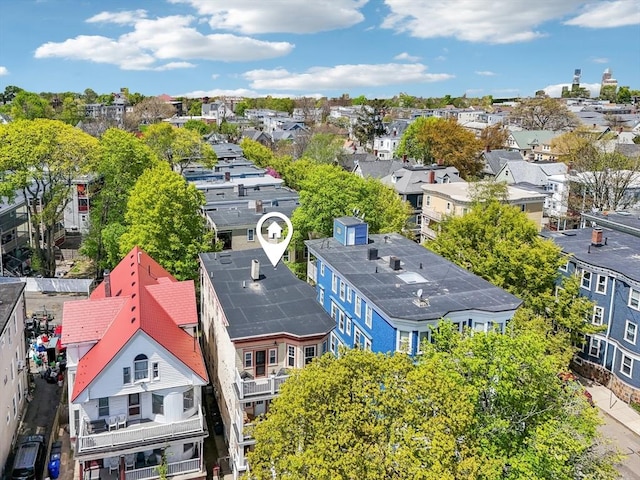 bird's eye view with a residential view