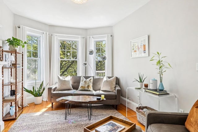 sitting room featuring baseboards and wood finished floors