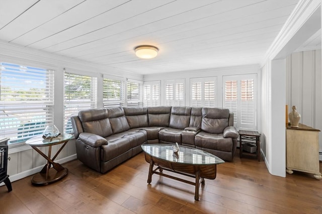 1091 Tobey St, New Bedford, MA 02745 - living area with crown molding and wood-type flooring