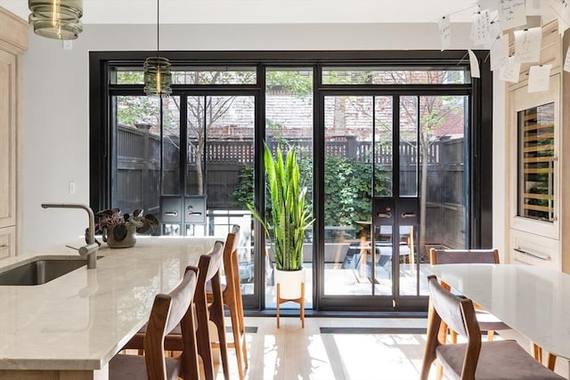 entryway featuring a healthy amount of sunlight and a sink