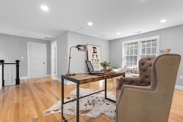 office area featuring light wood-type flooring