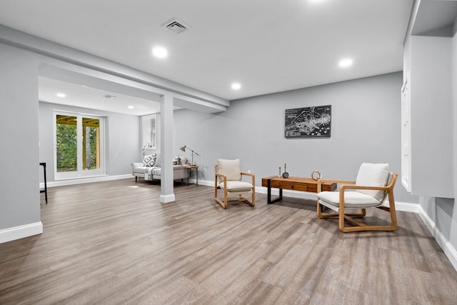 living area featuring light wood-type flooring