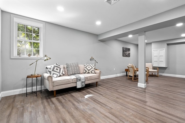 living room featuring hardwood / wood-style floors