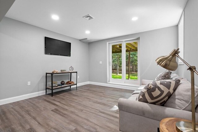 living room featuring hardwood / wood-style floors