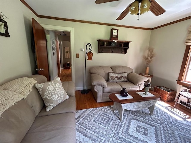 29 Deernolm St, Grafton, MA 01536 - living area featuring wood finished floors, a ceiling fan, crown molding, baseboards, and arched walkways