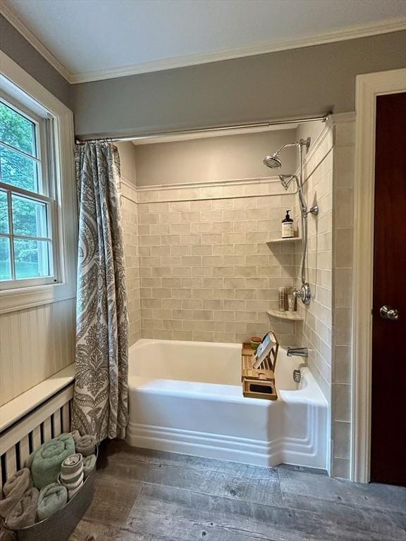 29 Deernolm St, Grafton, MA 01536 - bathroom featuring shower / bath combo with shower curtain and ornamental molding