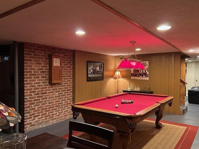 29 Deernolm St, Grafton, MA 01536 - recreation room with billiards table, recessed lighting, concrete flooring, and wooden walls