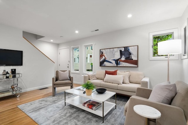 44 Fresh Pond Pl Unit 44, Cambridge, MA 02138 - living area featuring wood finished floors, baseboards, and recessed lighting