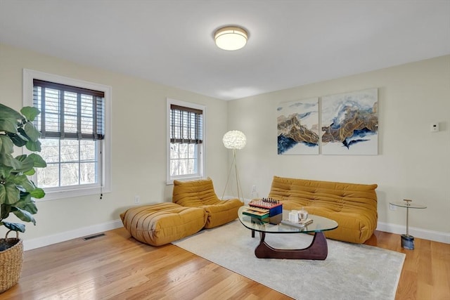 living area featuring wood-type flooring