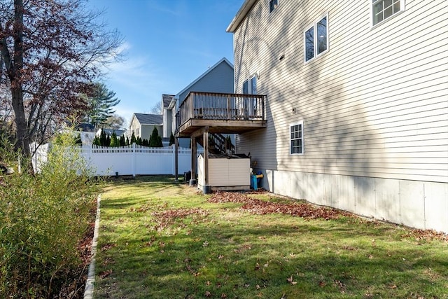 view of yard featuring a wooden deck