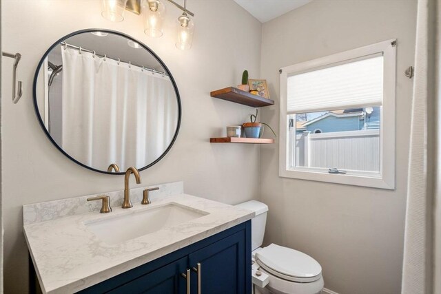 bathroom with toilet and vanity