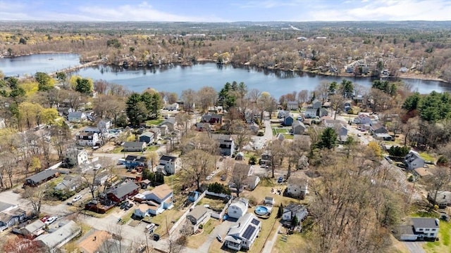 bird's eye view featuring a residential view and a water view