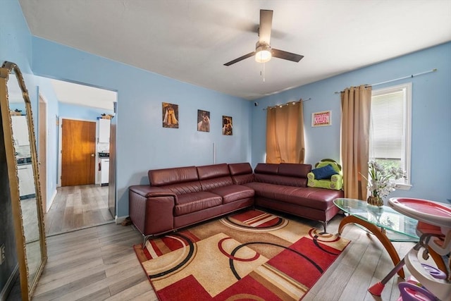 1438 Somerset Ave, Taunton, MA 02780 - living area featuring light wood-style flooring and a ceiling fan