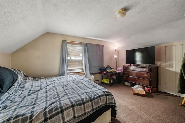 1438 Somerset Ave, Taunton, MA 02780 - carpeted bedroom with lofted ceiling and a textured ceiling